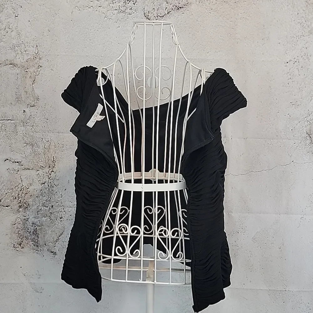 Cache Luxe Elegant Black Women's Special Occasion Top Size L - Picture 8 of 12